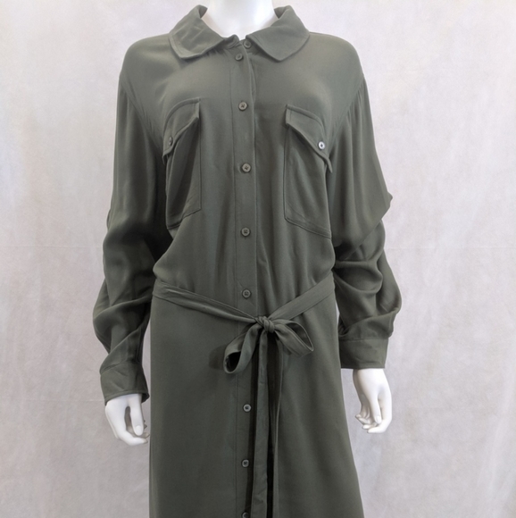 Ava & Viv Plus Size Green Button Down Shirt Dress - 1X - Picture 4 of 11